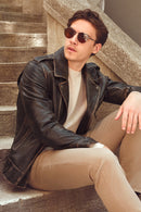 Carter Erkek Kahverengi Biker Deri Mont | Derimod
