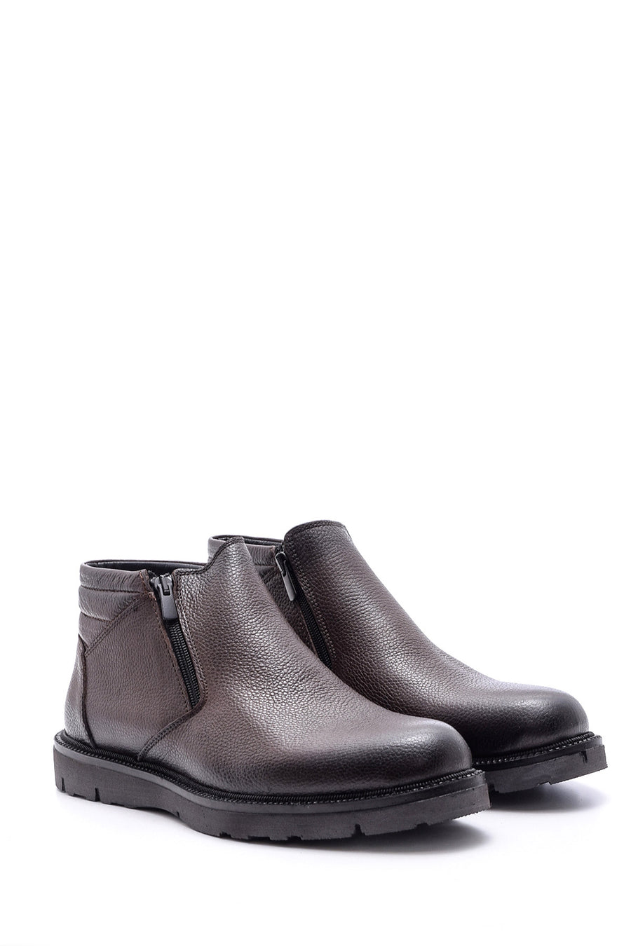Men's Zipper Detailed Leather Boots