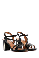 Women's Black Ankle Strap Thick Heeled Sandals | Derimod