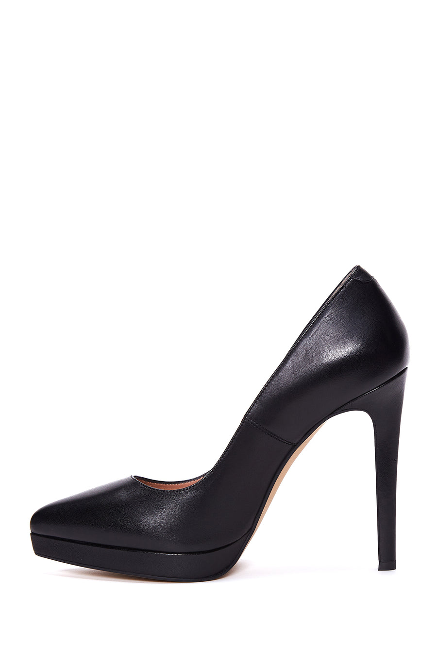 Kadın Siyah Yüksek Topuklu Deri Stiletto