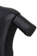 Derimod Flex Woman Black Zip Closure Chunky-Heeled Leather Boots | Derimod