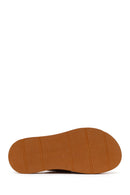 Woman Beige Double-Buckle Thick-Soled Leather Comfort Slippers | Derimod