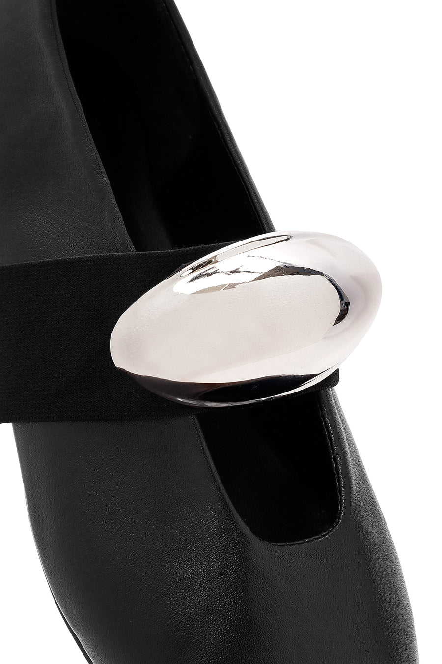 Women's Black Buckle Detailed Leather Ballerinas