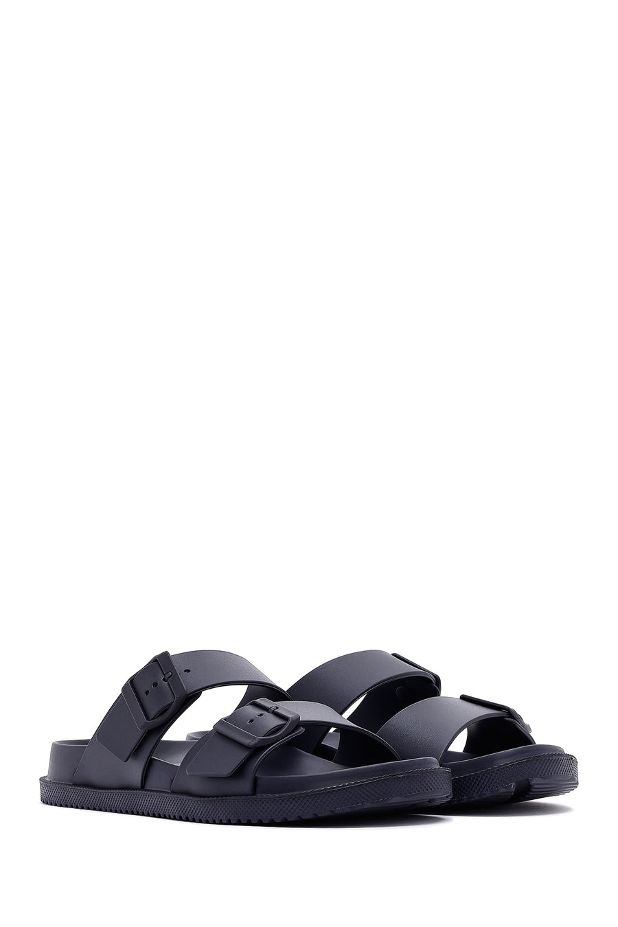Men's Navy Blue Double Buckle Slippers