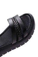 Women's Black Ankle Strap Leather Bodrum Sandals | Derimod