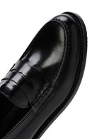Women's Black Leather Masculine Loafer | Derimod
