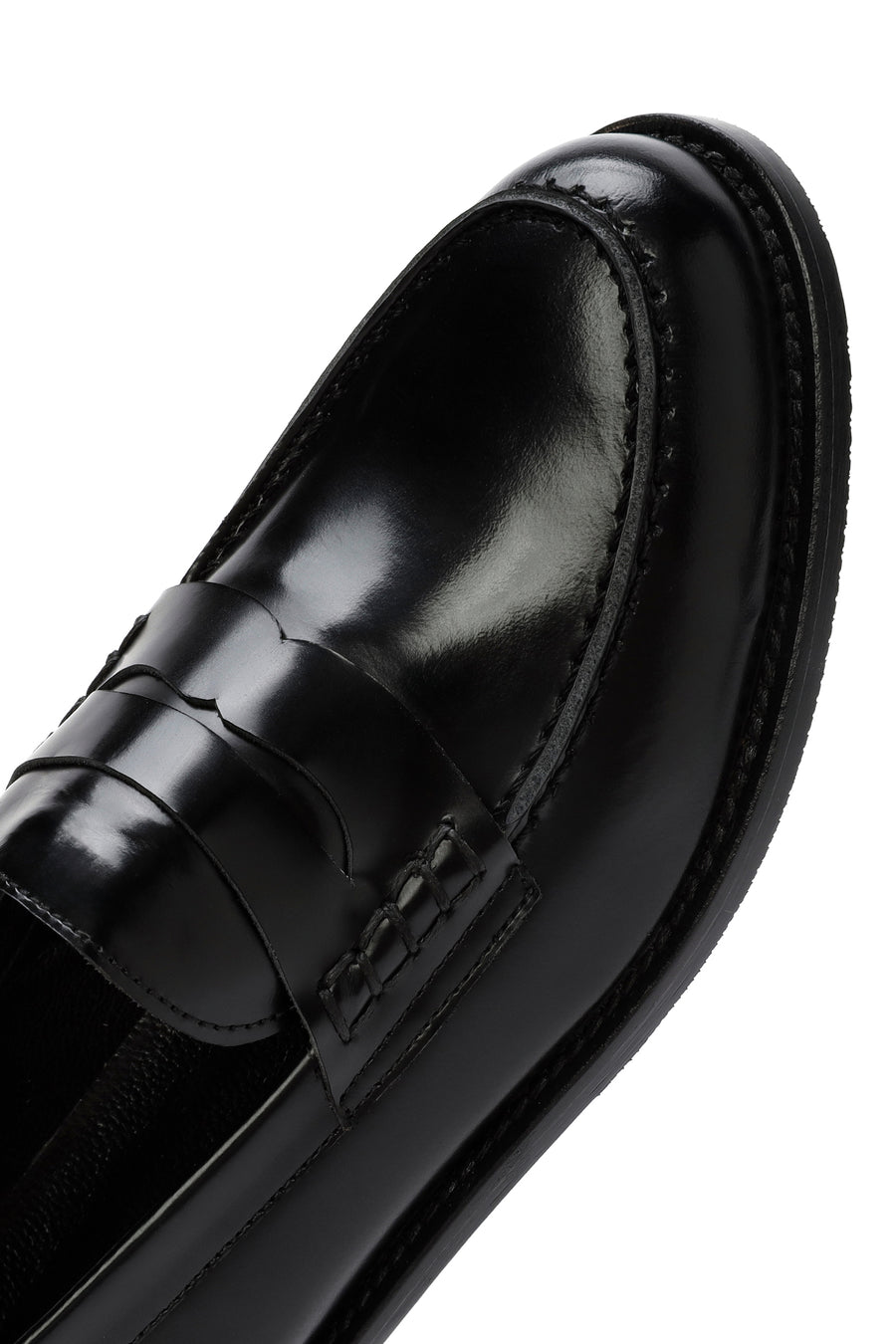 Women's Black Leather Masculine Loafer