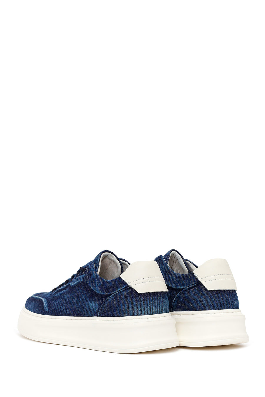 Male Navy Lace-Up Thick-Soled Fabric Sneaker