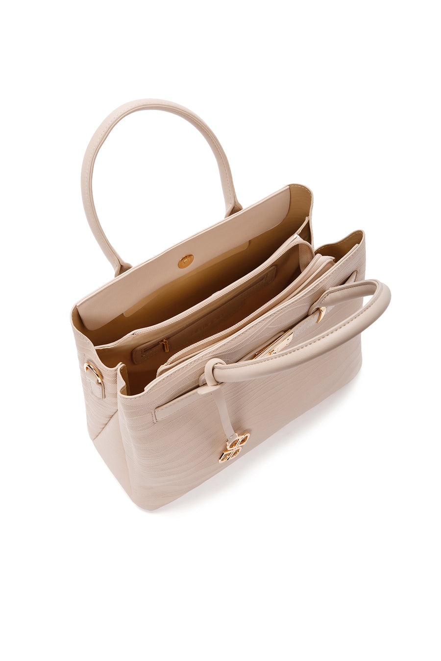 Woman Beige Long Strap Printed Shoulder Bag