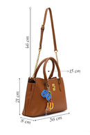 Woman Tan Long-Strap Accessorized Shoulder Bag | Derimod