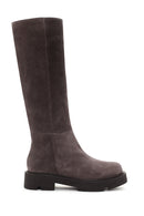 Women's Mink Thick Soled Zippered Suede Leather Casual Boots | Derimod