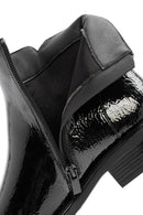 Woman Black Zippered Patent Leather Boots | Derimod