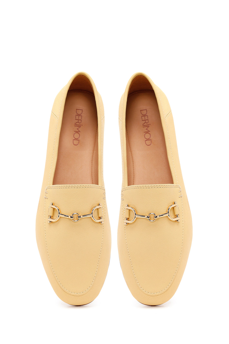 Women's Yellow Buckle Leather Loafers