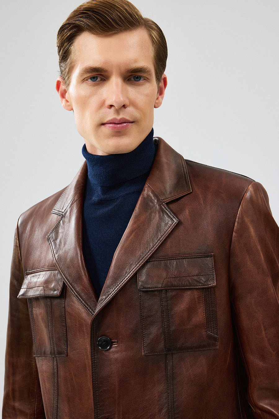 Kevin Men's Brown Blazer Leather Jacket