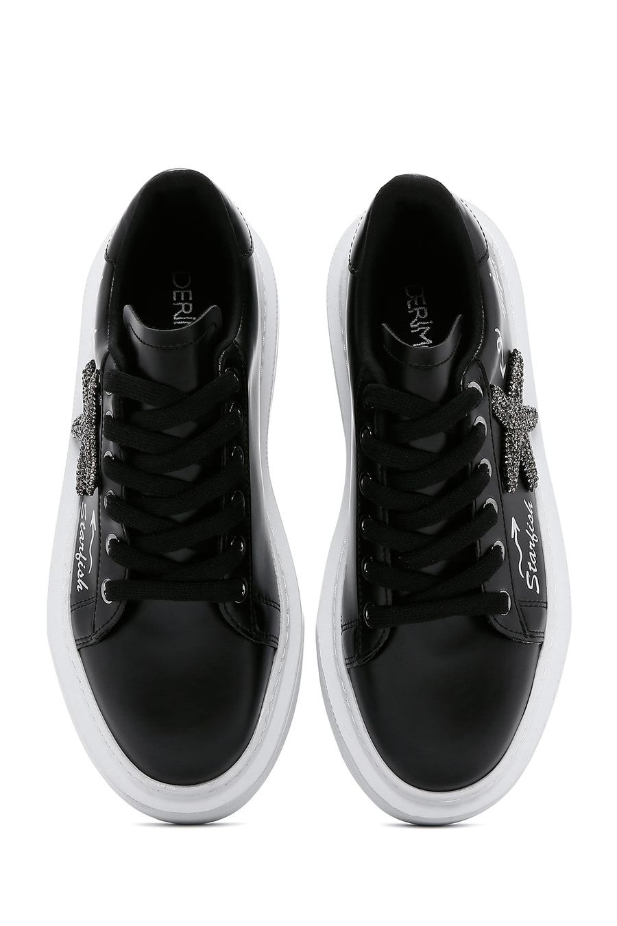 Women's Black Stone Thick Soled Sneaker