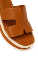 Woman Taba Thick-Soled Leather Slipper | Derimod