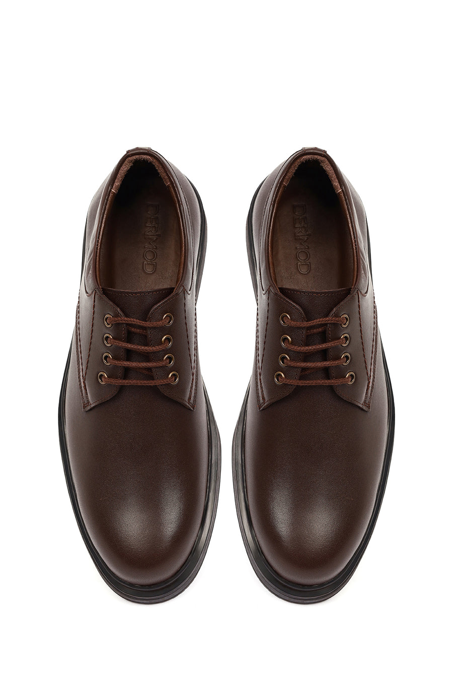 Men's Brown Lace-Up Leather Casual Shoes