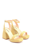Women's Platform Heeled Leather Sandals | Derimod