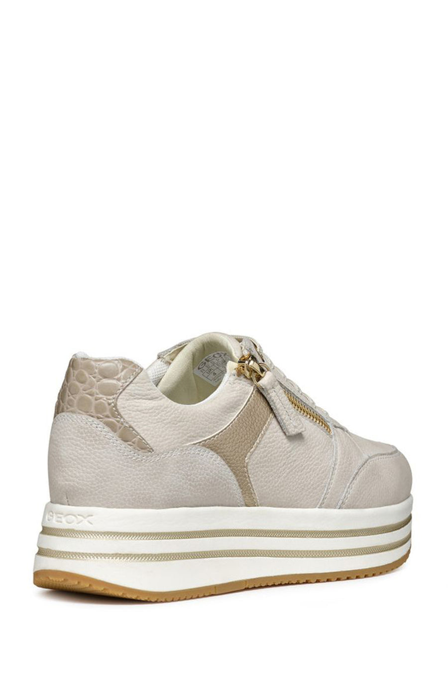 Geox Women's Beige Kency Thick Soled Lace-up Sneaker