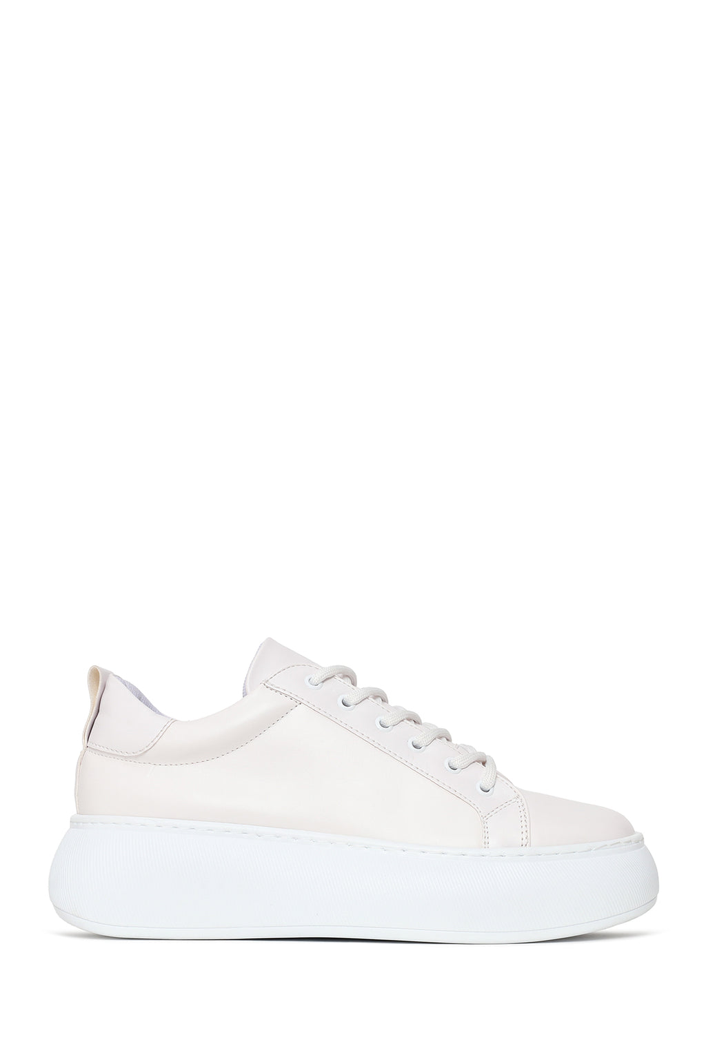 Kadın Beyaz Bağcıklı Kalın Tabanlı Sneaker