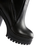 Women's Black Leather Platform Heeled Boots | Derimod