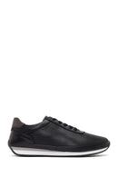 Erkek Siyah Bağcıklı Deri Casual Sneaker | Derimod