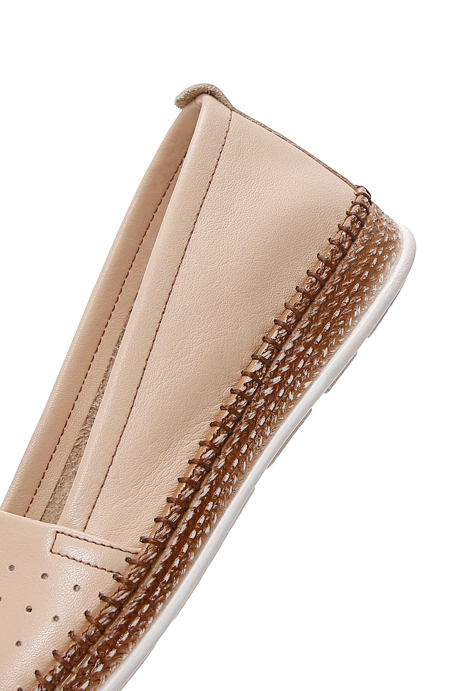 Women's Beige Leather Comfort Loafer