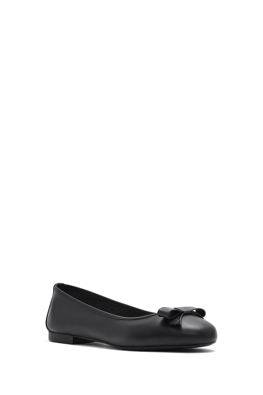
Women's Black Leather Ballet Flats with Bow

