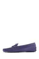 Women's Navy Blue Suede Leather Loafer | Derimod