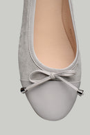 Gray Women's Leather Ballerinas | Derimod