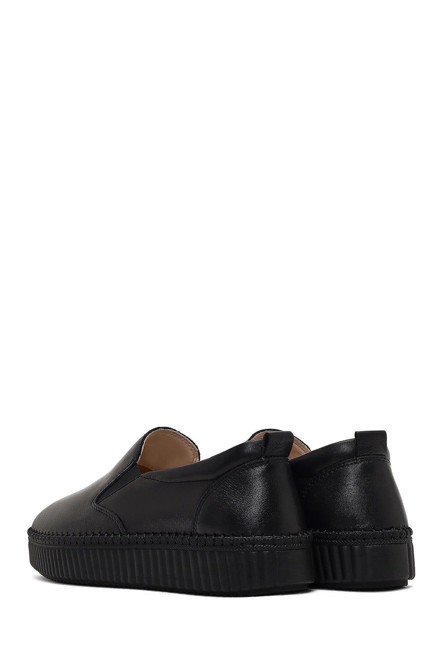 Women's Black Thick-Soled Leather Comfort Shoe