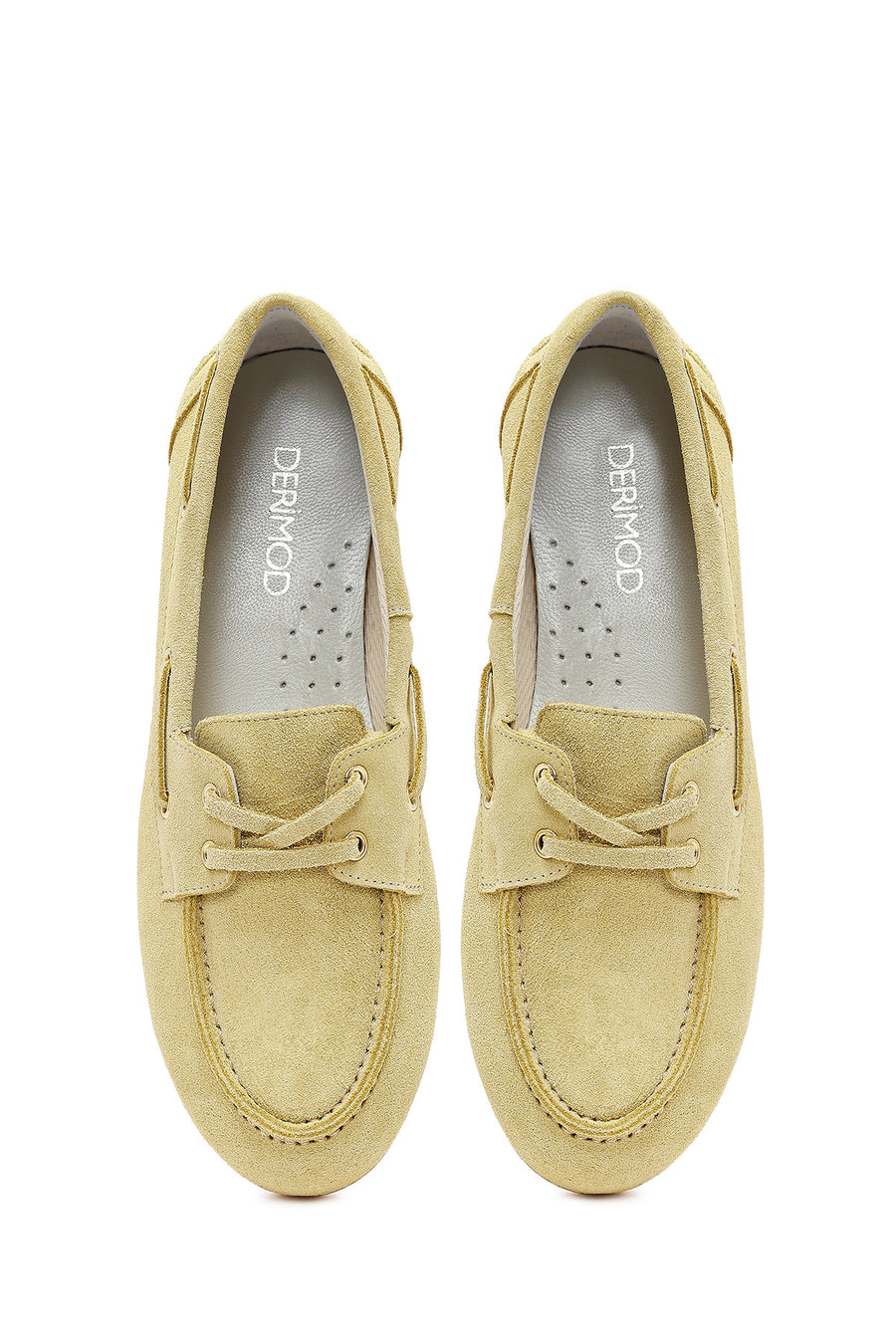 Women's Yellow Lace-up Suede Leather Shoes