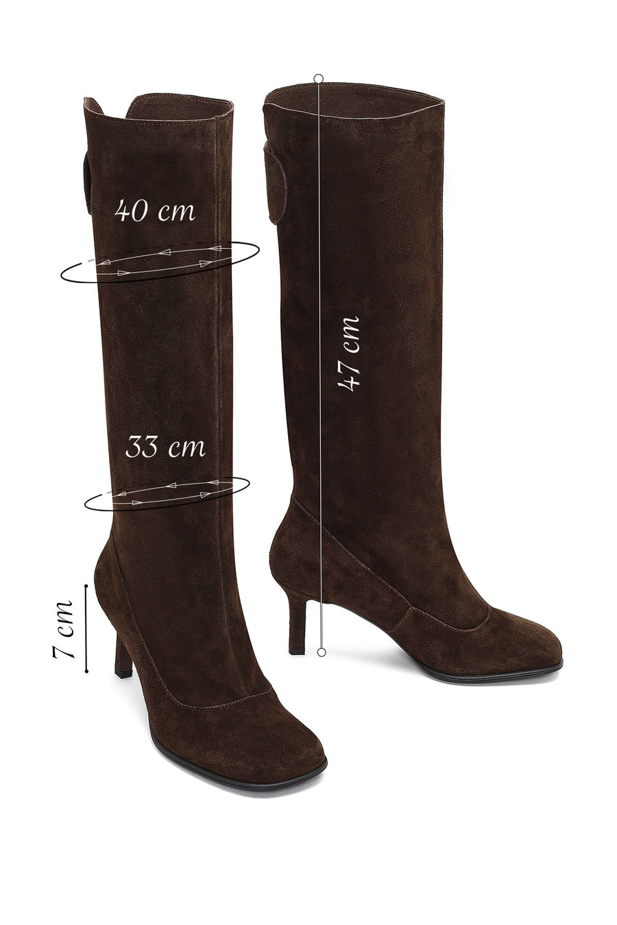 Women's Brown Thin Heeled Suede Leather Boot