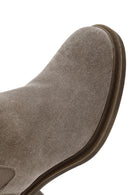 Women's Mink Chunky Heel Suede Leather Chelsea Boots | Derimod
