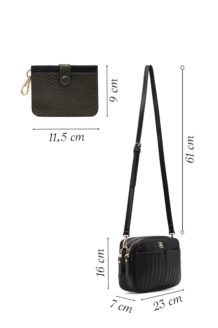 Woman Black Long-Strap Crossbody Bag