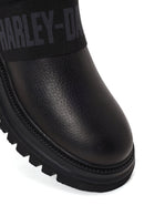 Harley Davidson Woman Gray Nefud Thick-Sole Leather Chelsea Boots | Derimod