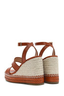Women's Tan Ankle Buckle Wedge Heel Espadrille Sandals | Derimod