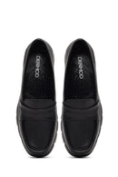 Kadın Siyah Dolgu Topuklu Deri Comfort Loafer | Derimod