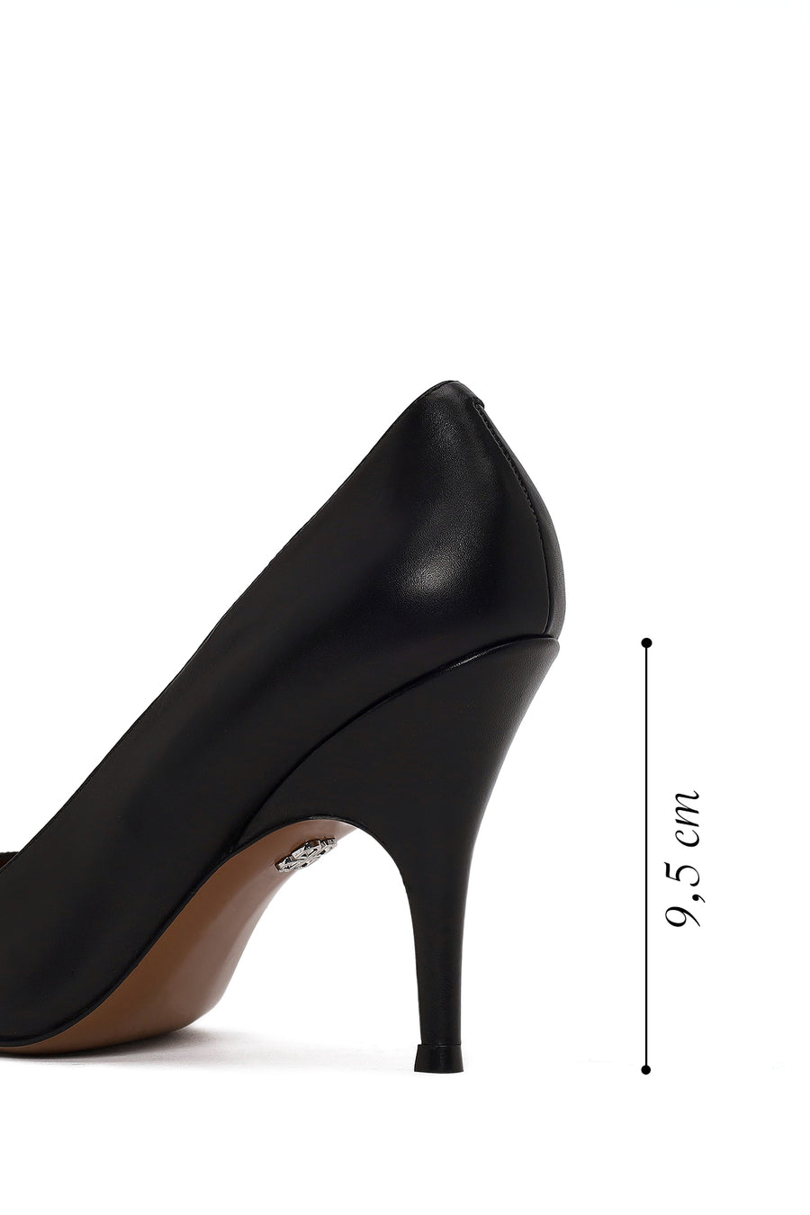 Woman Black Thin-Heeled Leather Stiletto