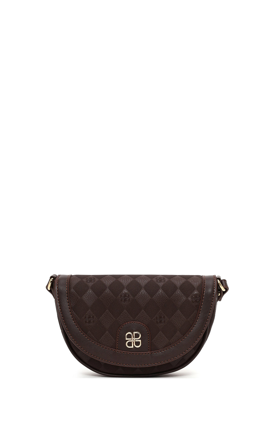 Woman Brown Long-Strap Printed Mini Crossbody Bag