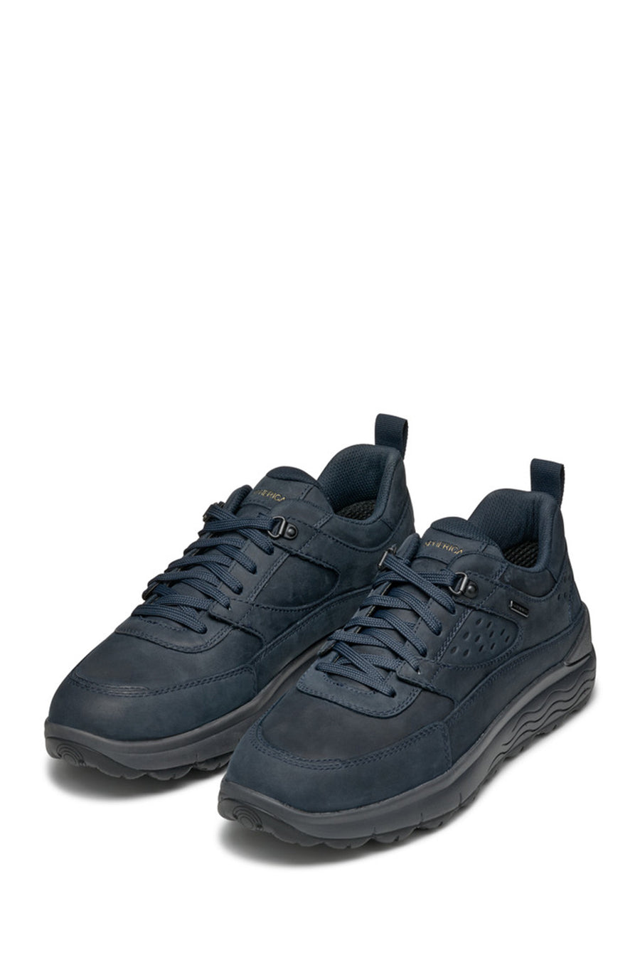 Geox Men's Navy Blue Laced Thick Sole Suede Leather Sneakers