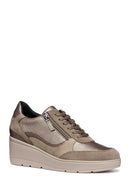 Geox Women's Mink Ilde Taup Lace-Up Thick-Soled Sneaker | Derimod