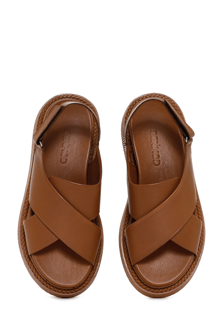 Women's Tan Strap Leather Comfort Sandals
