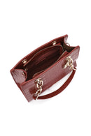 Women's Claret Red Long Strap Crocodile Patterned Classic Shoulder Bag | Derimod