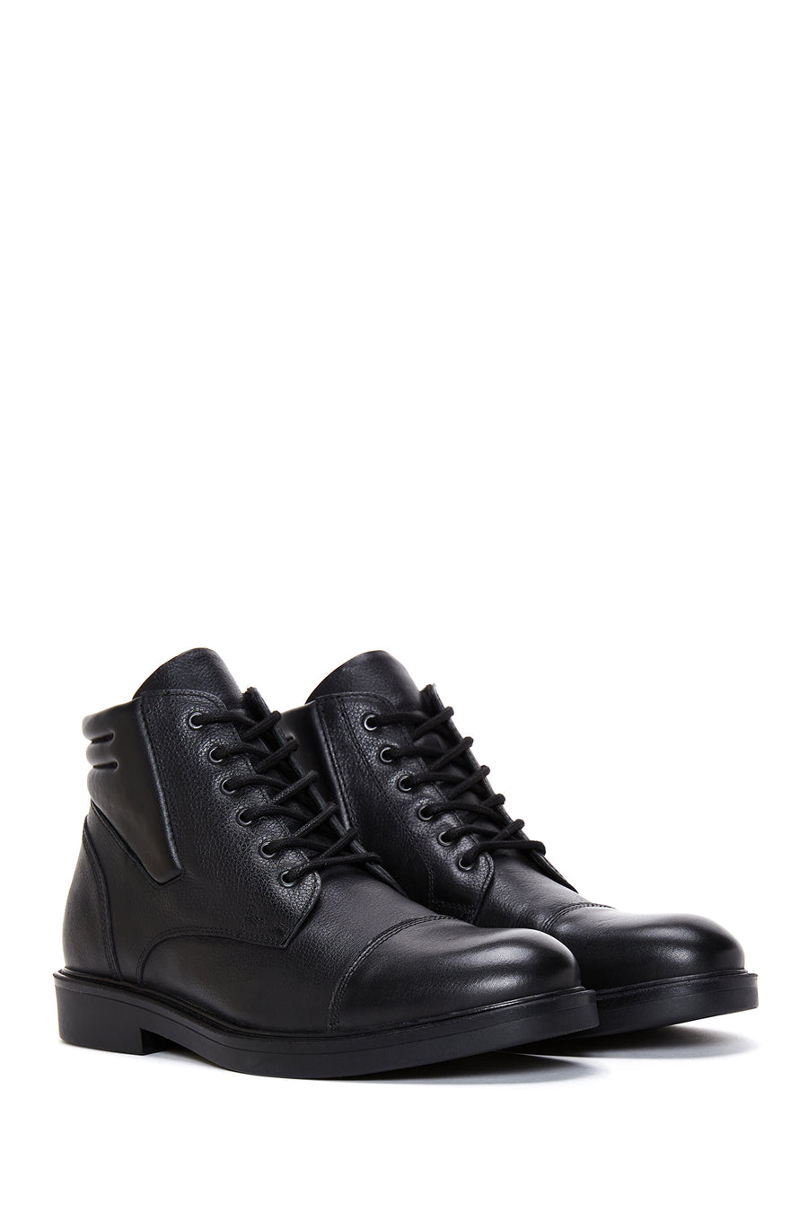 Men's Black Leather Short Boots