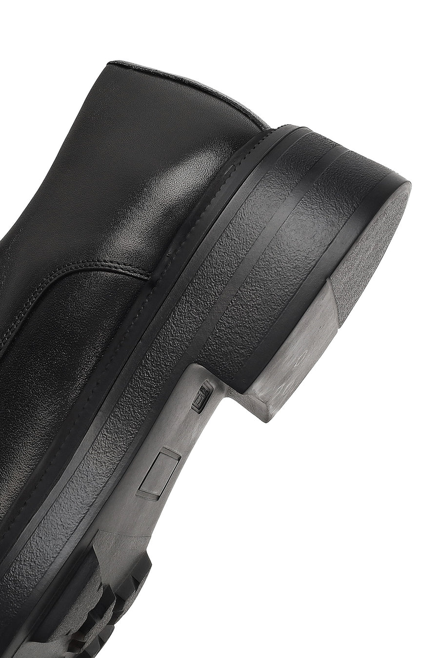 Men's Black Lace-Up Thick-Soled Leather Casual Shoe