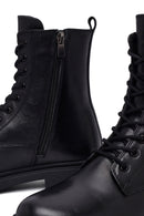 Women's Black Zippered Thick-Soled Leather Ankle Boots | Derimod