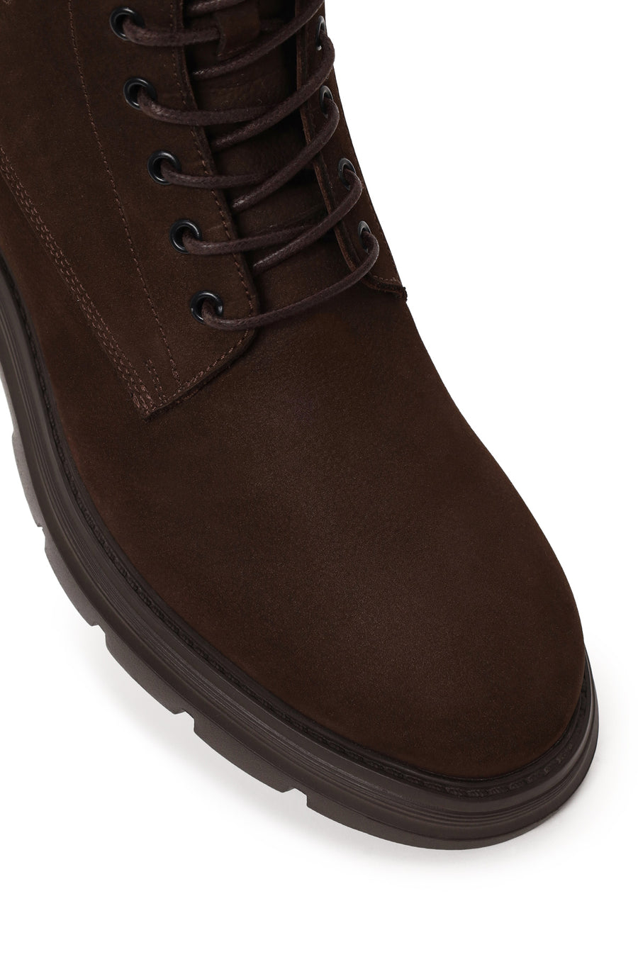 Male Brown Lace-Up Zip Closure Thick-Soled Nubuck Leather Casual Boots