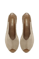 Kadın Bej Süet Espadril Sandalet | Derimod
