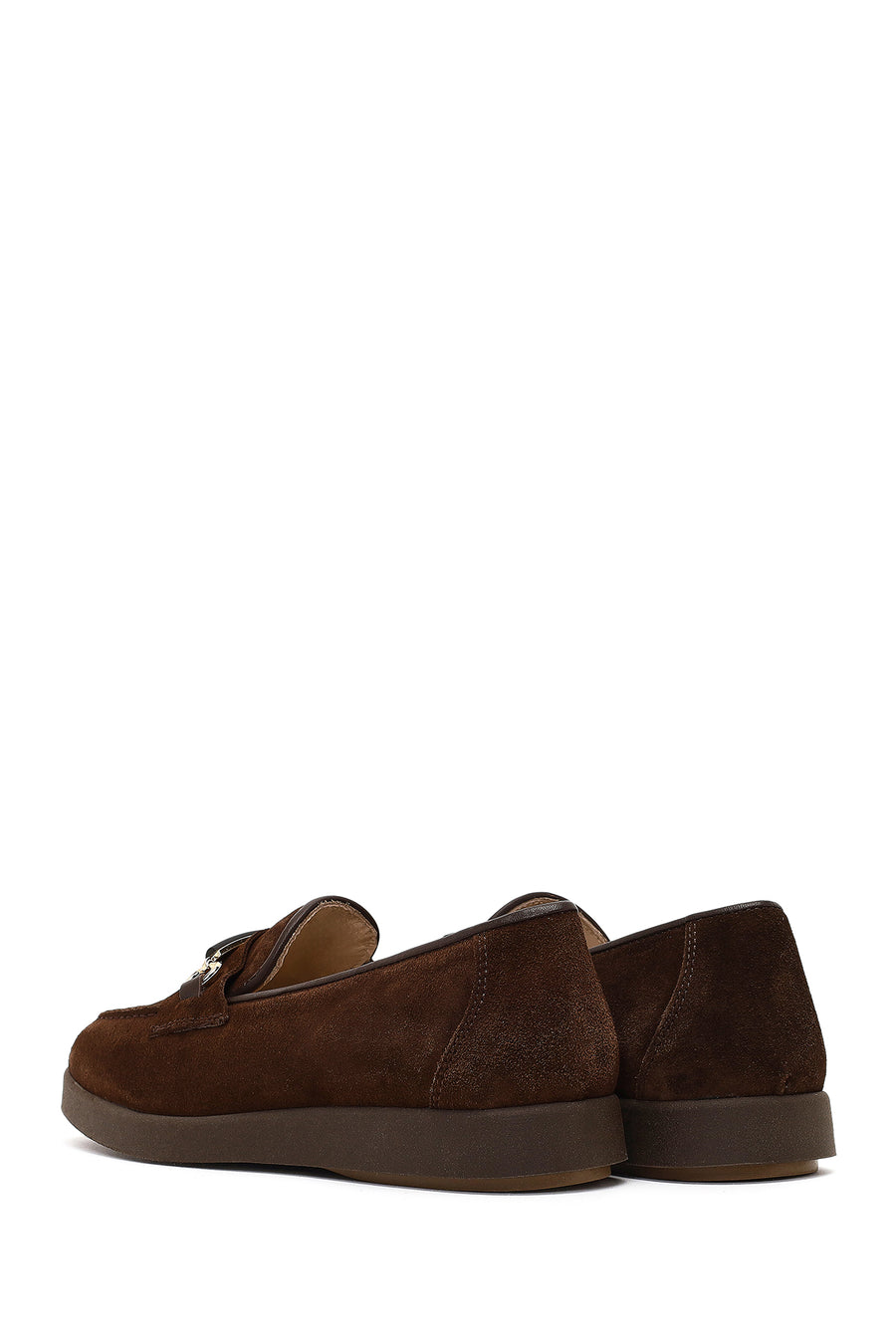 Woman Brown Buckled Suede Comfort Loafer